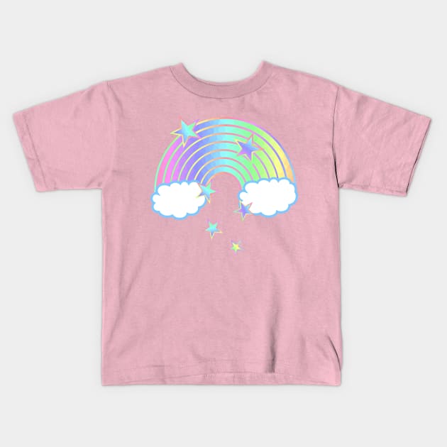 Rainbow Colors Clouds And Stars Kids T-Shirt by SartorisArt1